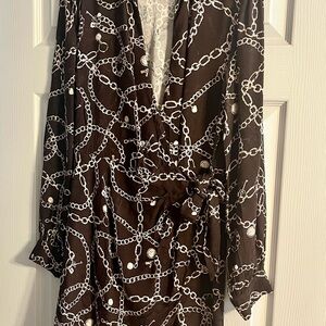 LOFT Chain Patterned Wrap Dress